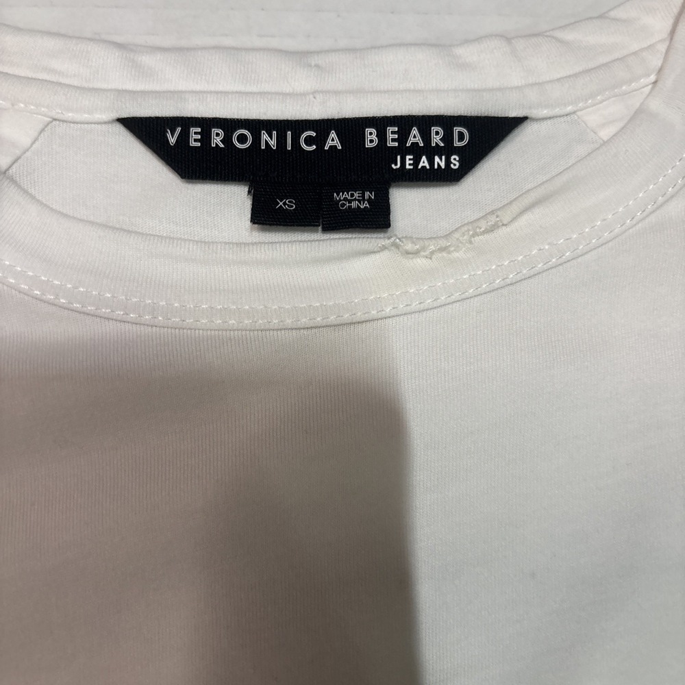 Veronica Beard Morrison Top Women's XS White Puff Sleeve Crew Neck Cotton Shirt - Picture 6 of 10